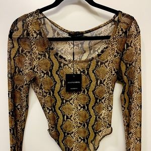 COPY - Snake print mesh body suit.
